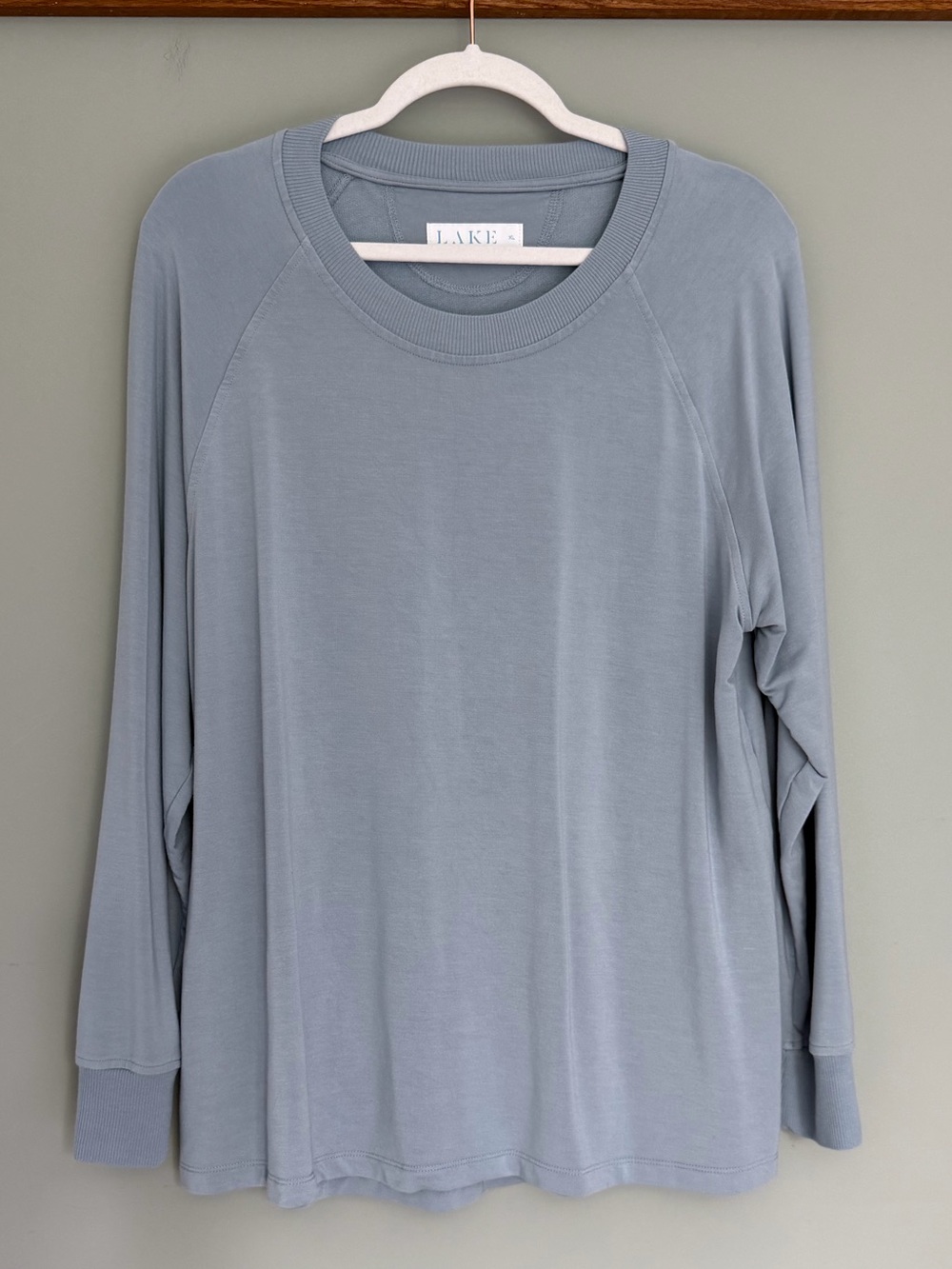 LAKE DreamModal Dusty Blue Long Sleeve Crew Neck Pajama Cozy Lounge Shirt